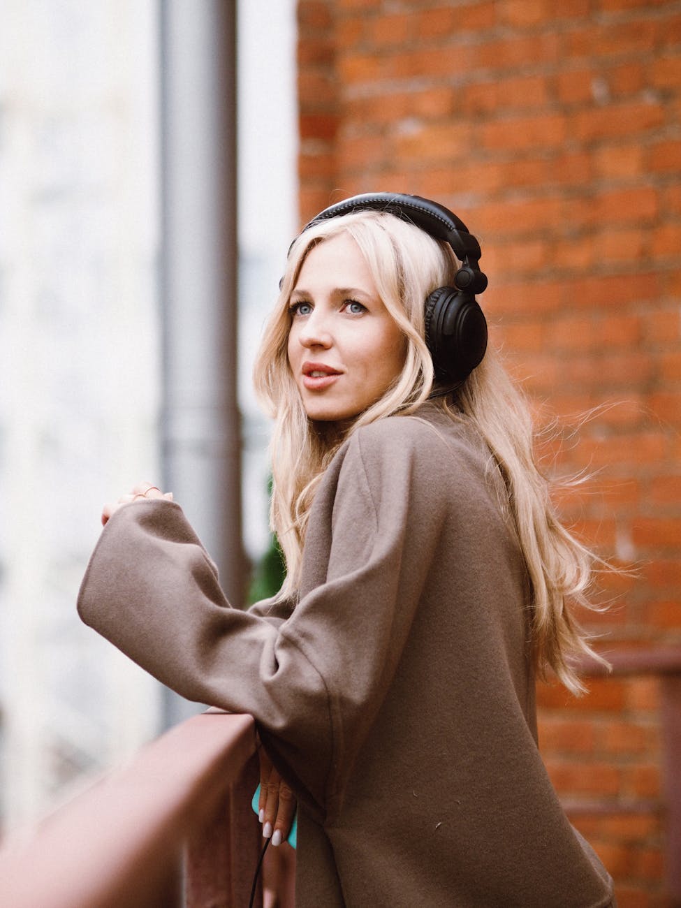 woman with headphones